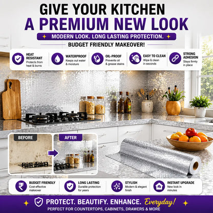 Premium Oil-Proof Waterproof Kitchen Sticker Roll | 5 Powerful Benefits in 1 Cover