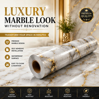 Waterproof Marble Contact Paper For Walls & Furniture | Peel, Stick & Instantly Upgrade Any Room