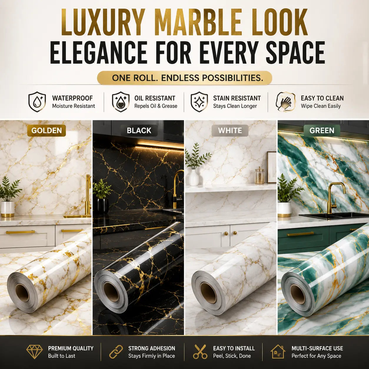 Waterproof Marble Contact Paper For Walls & Furniture | Peel, Stick & Instantly Upgrade Any Room