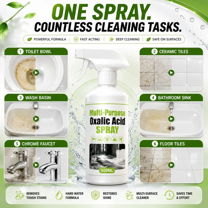 Multi-Purpose Oxalic Acid Cleaner Spray – Powerful Bathroom, Tile, Toilet & Hard Water Stain Remover (500ML)