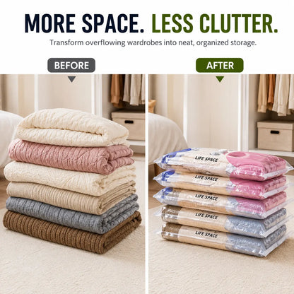 Premium 3D Vacuum Storage Bags – Pack of 5 Reusable Space Saver Bags for Clothes, Blankets & Bedding