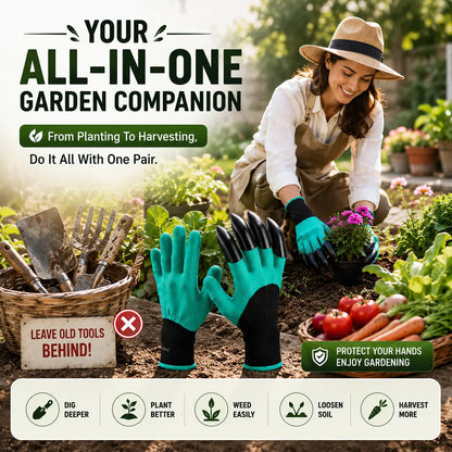 Premium Garden Claw Gloves with ABS Claws (Buy 1 Get 1 FREE) – 2 Pairs Waterproof Digging, Planting, Weeding & Harvesting Gloves