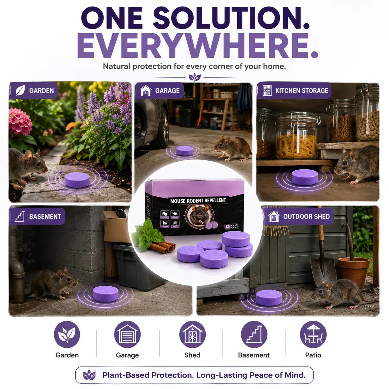 Natural Pest & Rodent Repellent Pucks | Long-Lasting Plant-Based Formula | 12 Piece