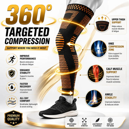 Full Leg Compression Sleeve – Knee Support & Muscle Recovery for Running, Gym & Sports