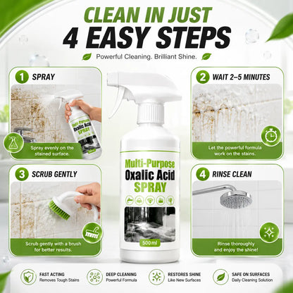 Multi-Purpose Oxalic Acid Cleaner Spray – Powerful Bathroom, Tile, Toilet & Hard Water Stain Remover (500ML)