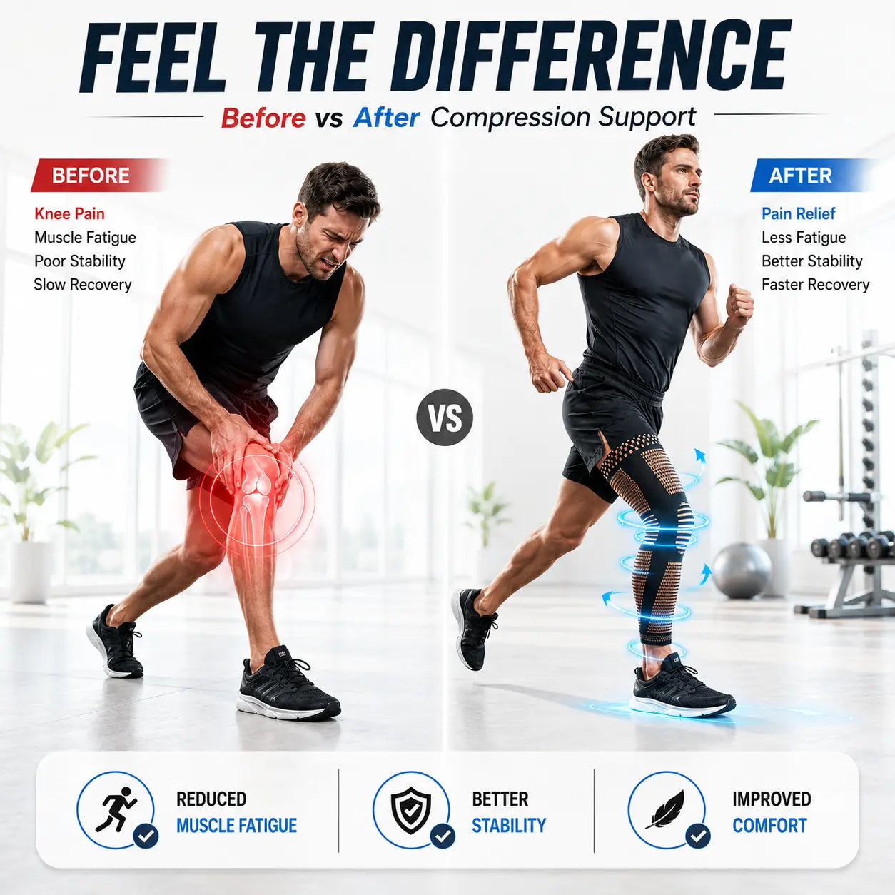 Full Leg Compression Sleeve – Knee Support & Muscle Recovery for Running, Gym & Sports
