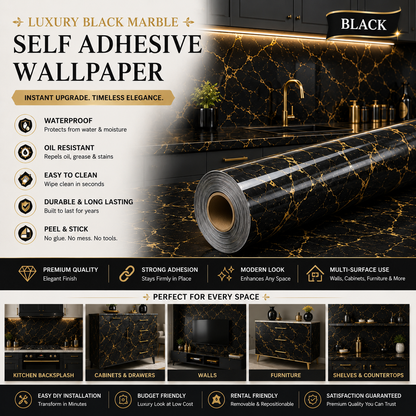 Waterproof Marble Contact Paper For Walls & Furniture | Peel, Stick & Instantly Upgrade Any Room