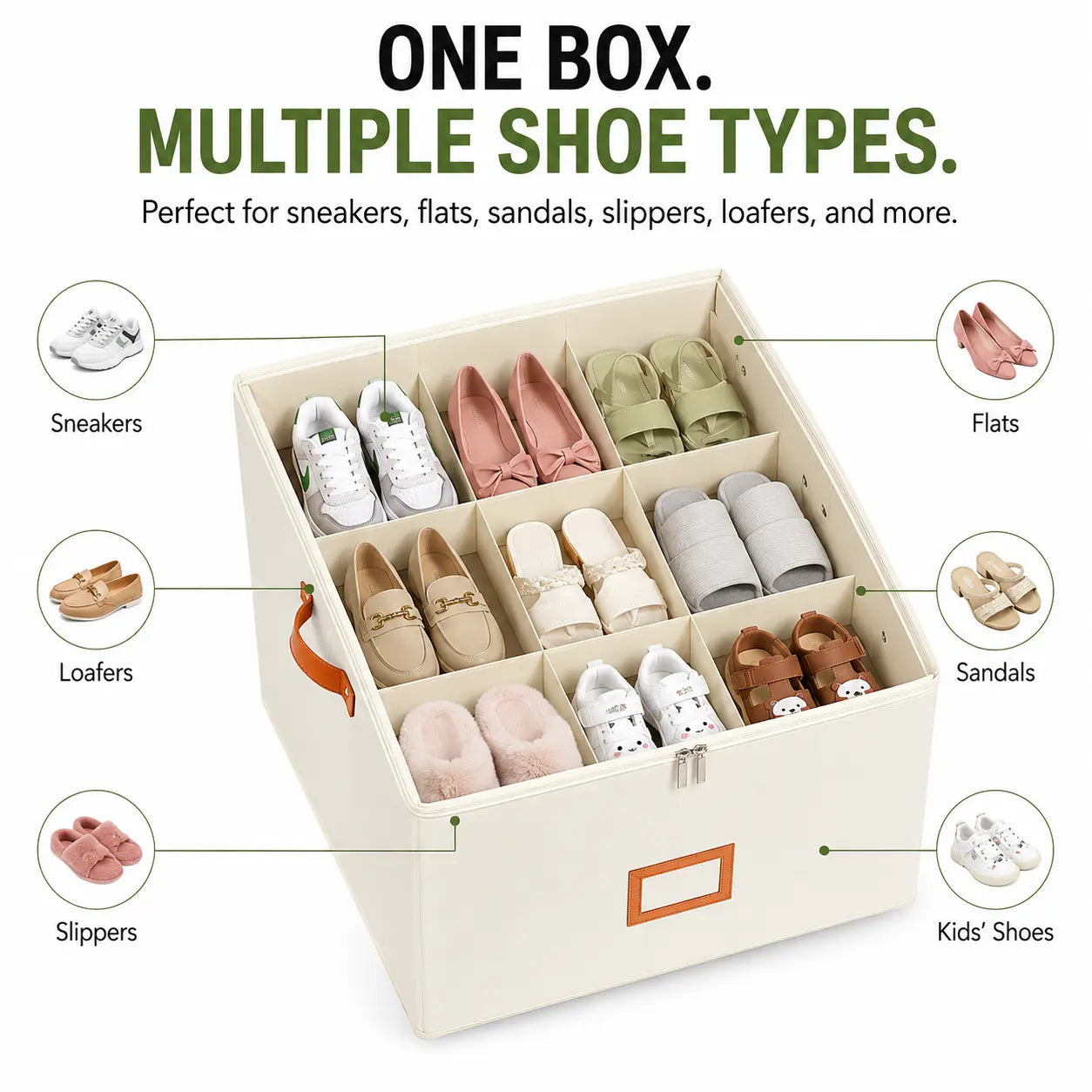 Premium Foldable Shoe Storage Organizer Box with Transparent Lid | Stackable Closet & Under Bed Shoe Organizer (6 Compartments)