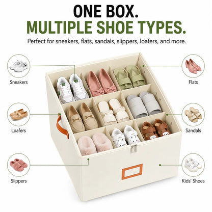 Premium Foldable Shoe Storage Organizer Box with Transparent Lid | Stackable Closet & Under Bed Shoe Organizer (6 Compartments)
