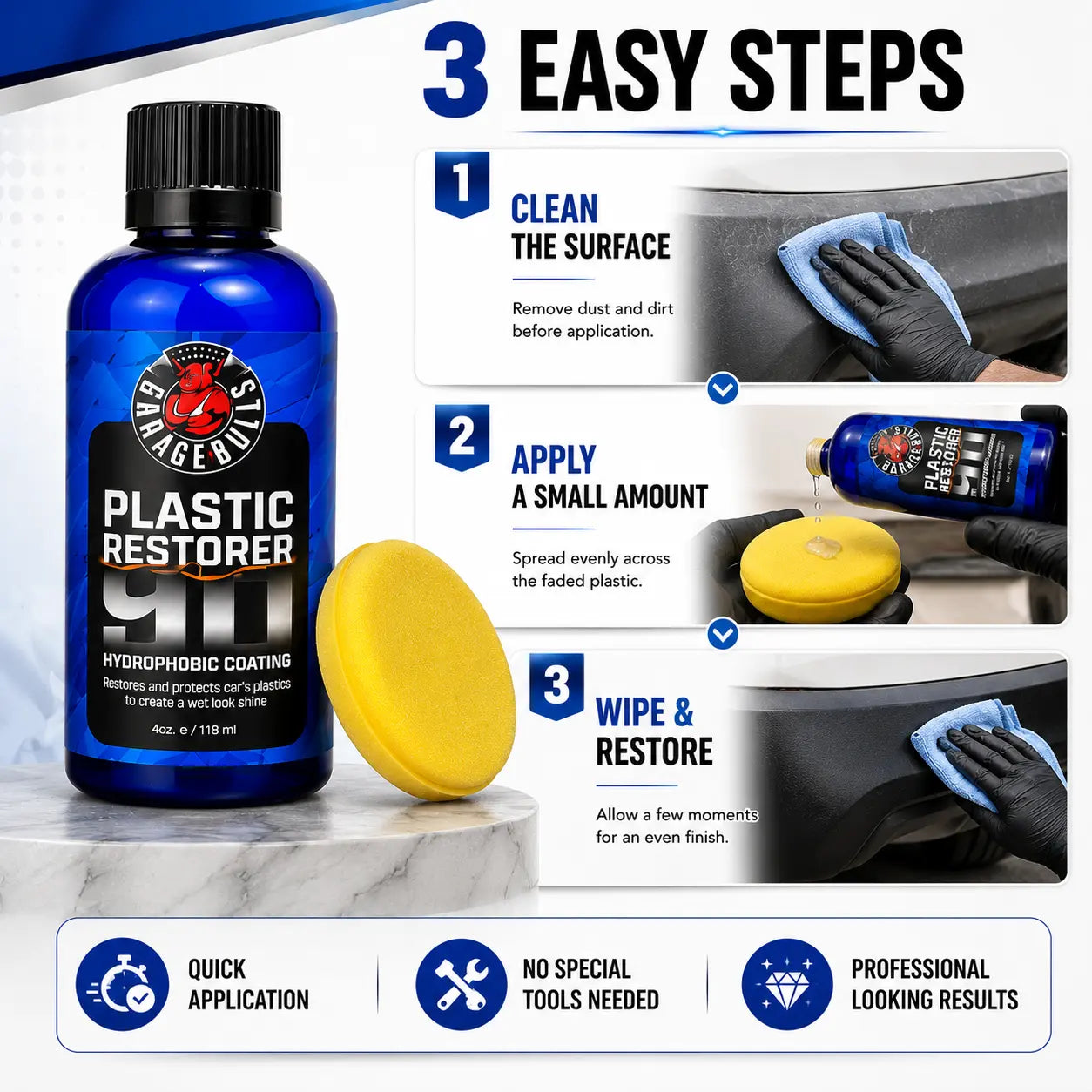 Plastic Restorer Ceramic Coating (200ml x2 Pack) | Plastic Trim Restorer for Cars, Bikes & Household Plastic | Hydrophobic UV Protection | Buy 1 Get 1 Free