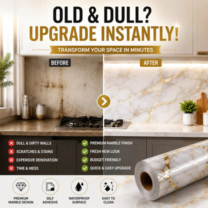 Waterproof Marble Contact Paper For Walls & Furniture | Peel, Stick & Instantly Upgrade Any Room