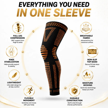 Full Leg Compression Sleeve – Knee Support & Muscle Recovery for Running, Gym & Sports
