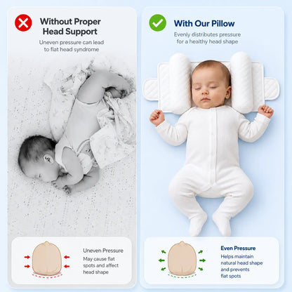 4-Zone Adjustable Baby Head Support Pillow for Newborns