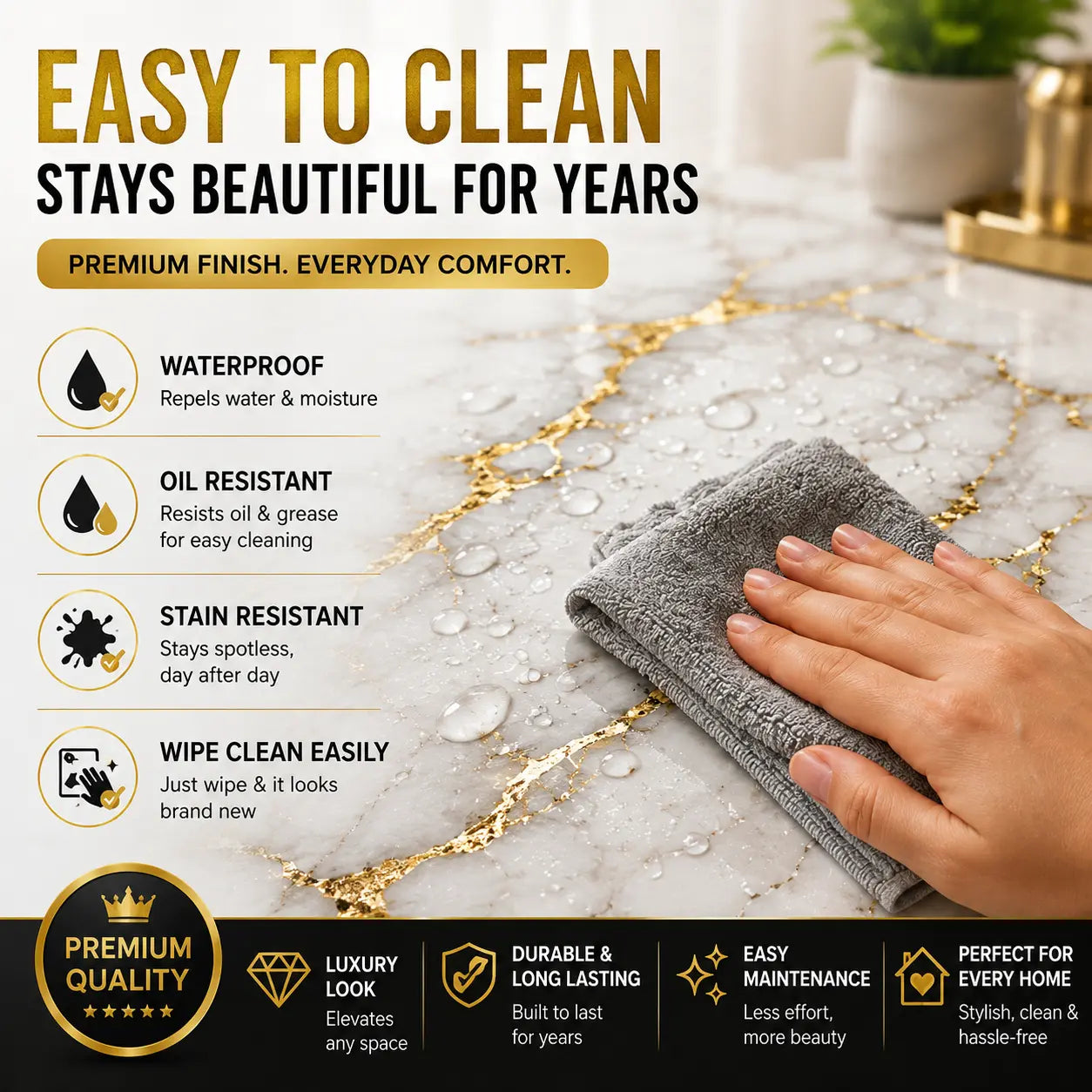 Waterproof Marble Contact Paper For Walls & Furniture | Peel, Stick & Instantly Upgrade Any Room