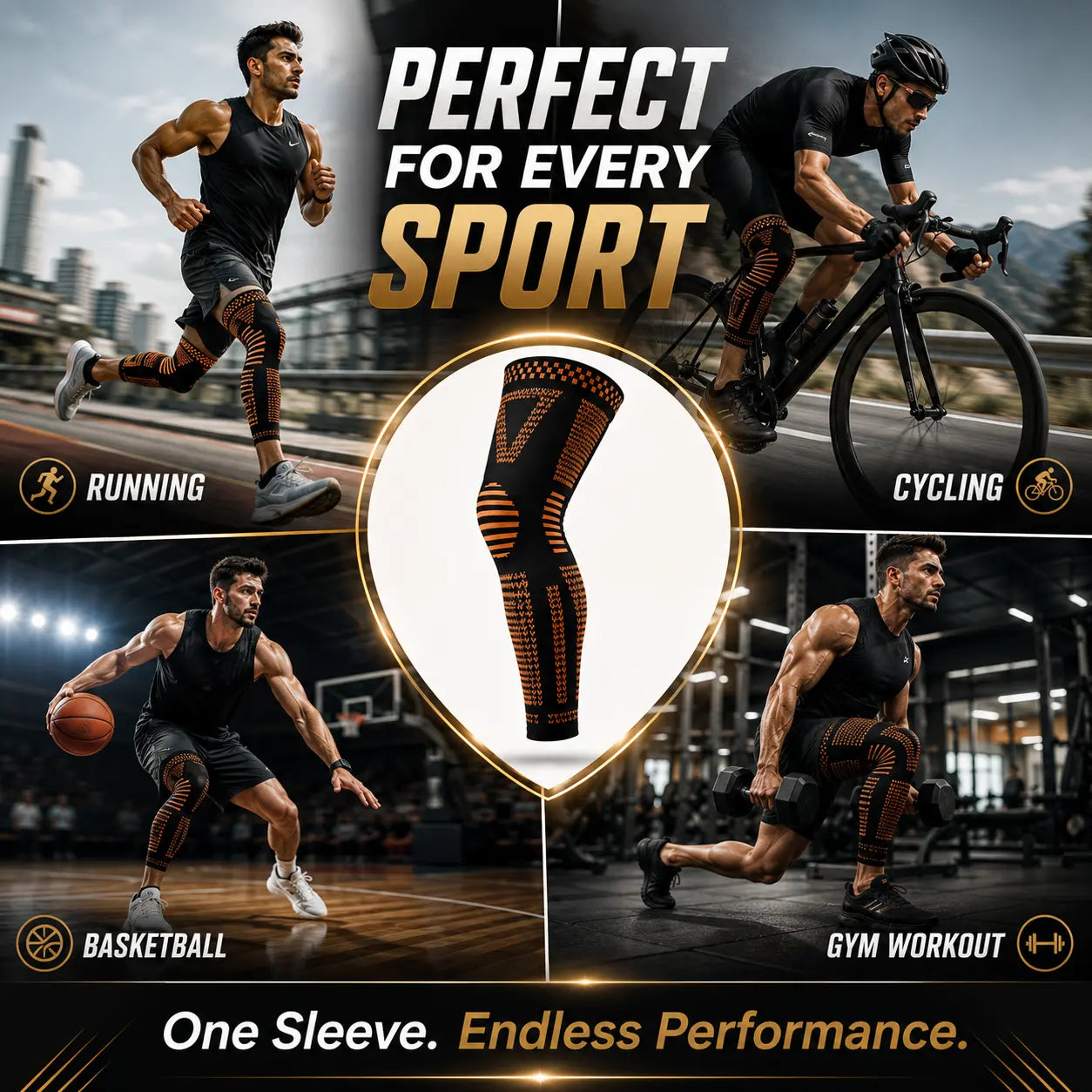 Full Leg Compression Sleeve – Knee Support & Muscle Recovery for Running, Gym & Sports