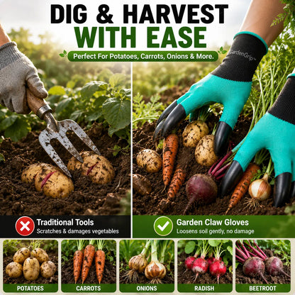 Premium Garden Claw Gloves with ABS Claws (Buy 1 Get 1 FREE) – 2 Pairs Waterproof Digging, Planting, Weeding & Harvesting Gloves