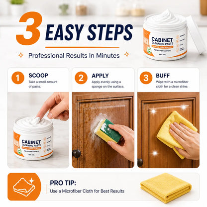 Wood Cabinet Cleaning Paste (7 Pack) – Deep Grease & Grime Remover for Wooden, Laminate & Painted Kitchen Cabinets (7 × 50g)