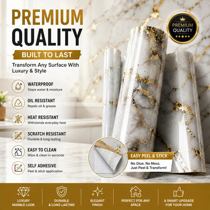 Waterproof Marble Contact Paper For Walls & Furniture | Peel, Stick & Instantly Upgrade Any Room