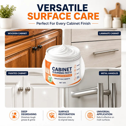 Wood Cabinet Cleaning Paste (7 Pack) – Deep Grease & Grime Remover for Wooden, Laminate & Painted Kitchen Cabinets (7 × 50g)