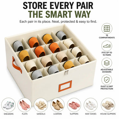 Premium Foldable Shoe Storage Organizer Box with Transparent Lid | Stackable Closet & Under Bed Shoe Organizer (6 Compartments)