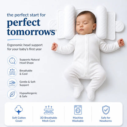 4-Zone Adjustable Baby Head Support Pillow for Newborns