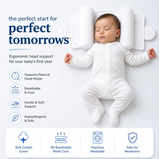 4-Zone Adjustable Baby Head Support Pillow for Newborns