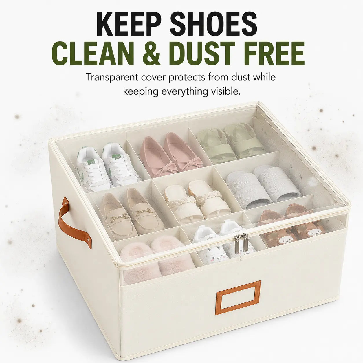 Premium Foldable Shoe Storage Organizer Box with Transparent Lid | Stackable Closet & Under Bed Shoe Organizer (6 Compartments)