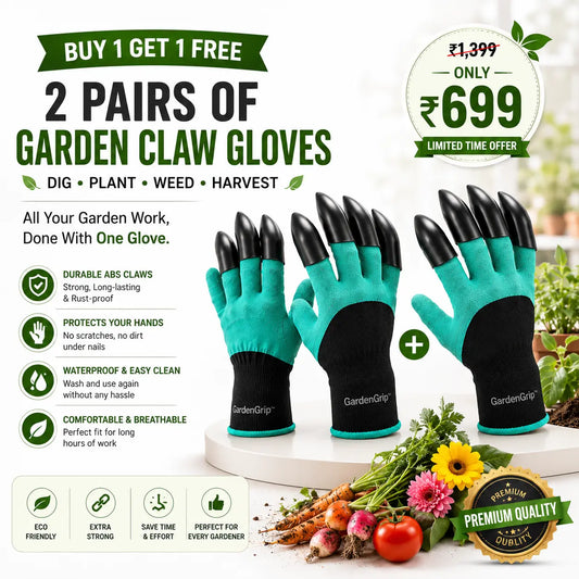 Premium Garden Claw Gloves with ABS Claws (Buy 1 Get 1 FREE) – 2 Pairs Waterproof Digging, Planting, Weeding & Harvesting Gloves