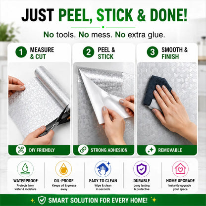 Premium Oil-Proof Waterproof Kitchen Sticker Roll | 5 Powerful Benefits in 1 Cover