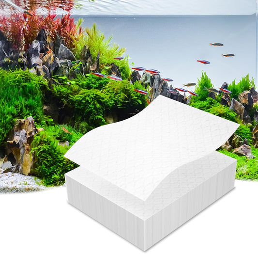 Aquarium Water Clarifying Sheets (50 PCS) – Disposable Honeycomb Filter Pads for Crystal Clear Water, Odor Removal & Fish Safe Aquarium Filtration